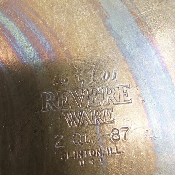 2 Vintage Revere Ware 1950's Copper 1 Qt & 2 Qt Pots With Handle & Ring NO LIDS - Picture 7 of 12